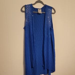 Vocal Blue Textured Tunic Vest